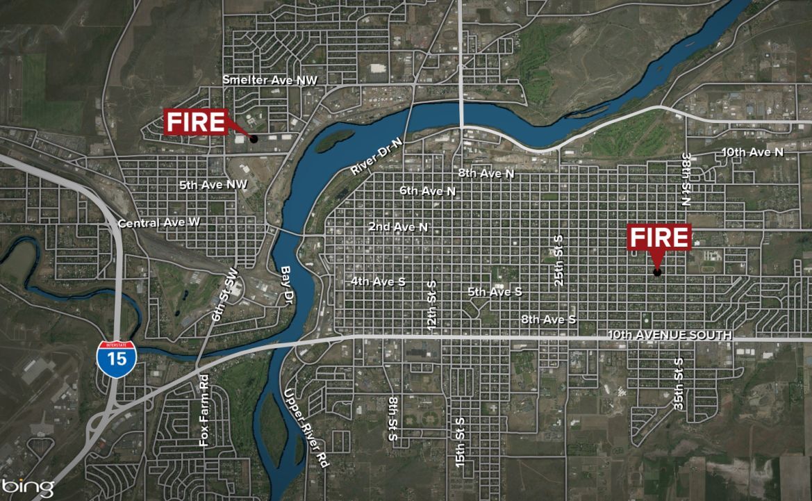 Firefighters responded to two fires in Great Falls on Tuesday