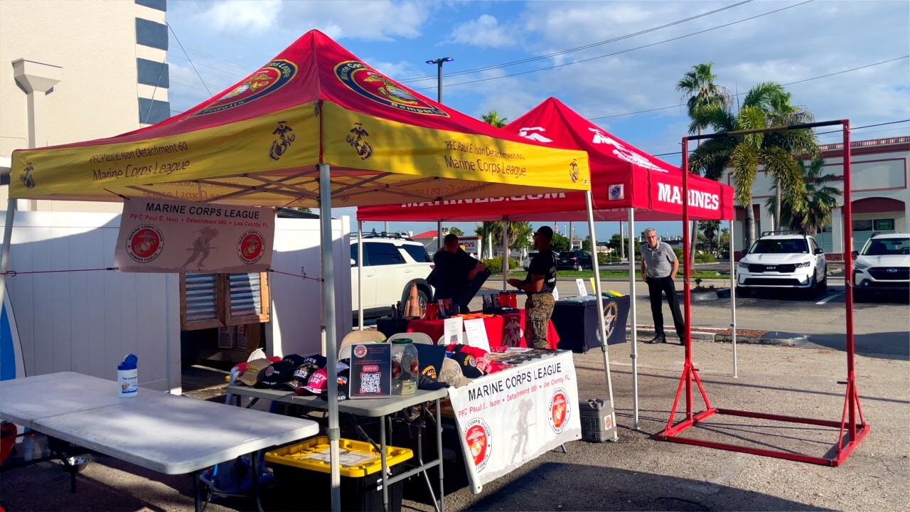Marine Corps League tents at First Round Draft.