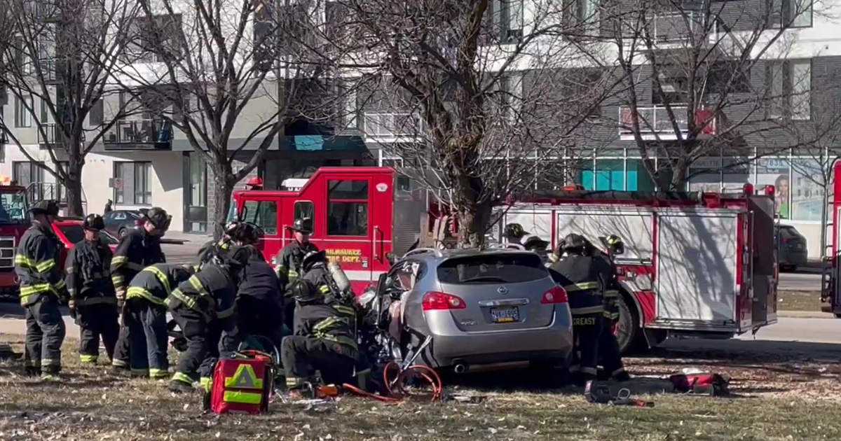 Driver extricated from car after crash in Downtown Milwaukee