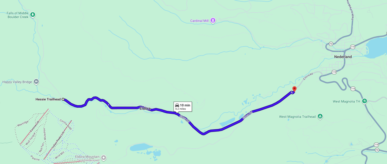 Nederland High School to Hessie Trailhead