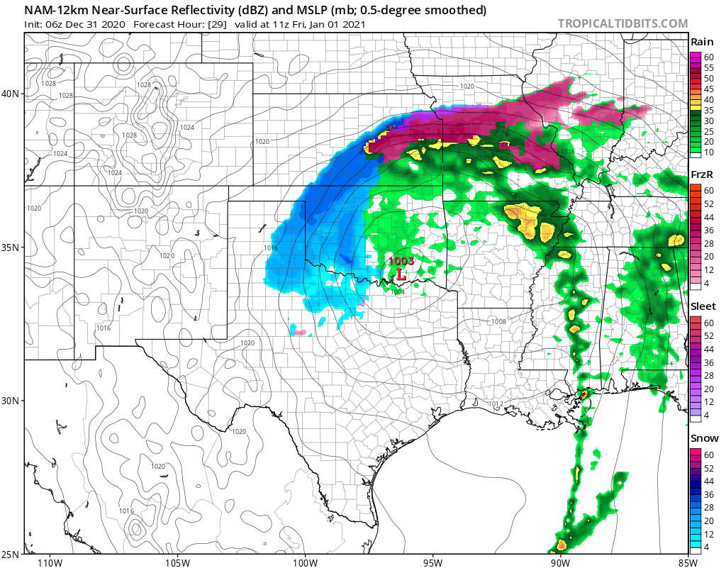 The Comma Head Is Developing Over Oklahoma & Southern KS Early On New Year's Day