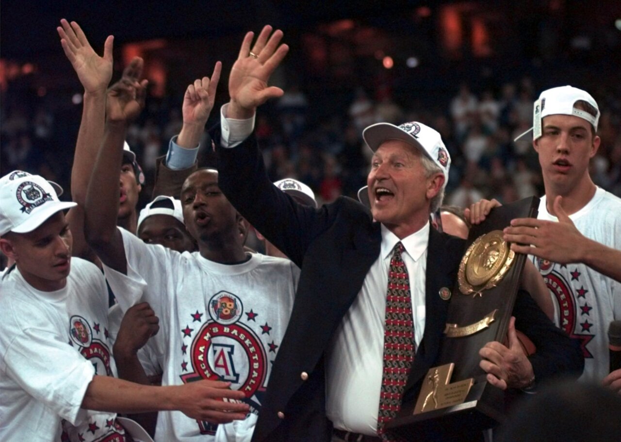 Lute Olson with National Championship trophy