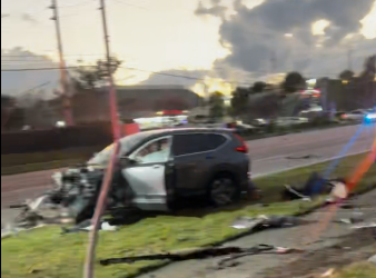 A Honda was wrecked at 10th Avenue and Seven Springs Boulevard in Greenacres. Nov. 18, 2023