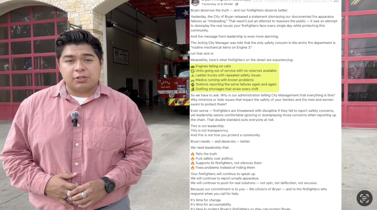 Bryan firefighters and city clash over equipment maintenance concerns