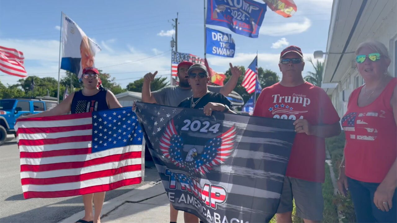 Supporters of former President Donald Trump showed up outside of Harry's Banana Farm in Lake Worth Beach on July 16, 2024.