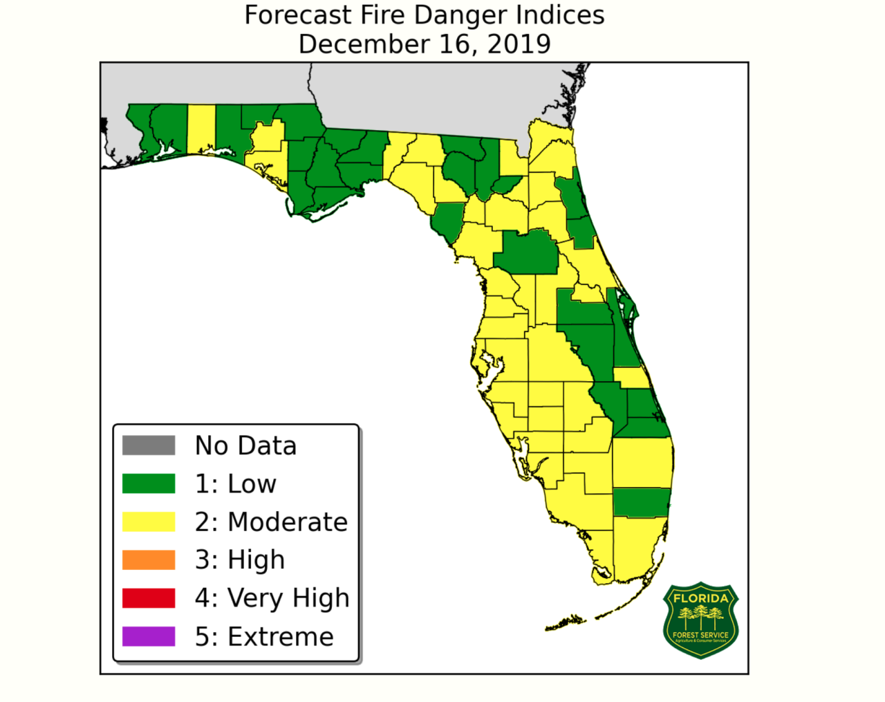 Florida Forest Service Fire Danger Map