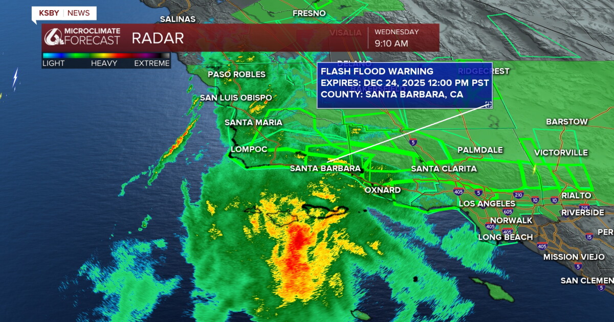Heavy rain prompts flash flood warnings for much of the Central Coast