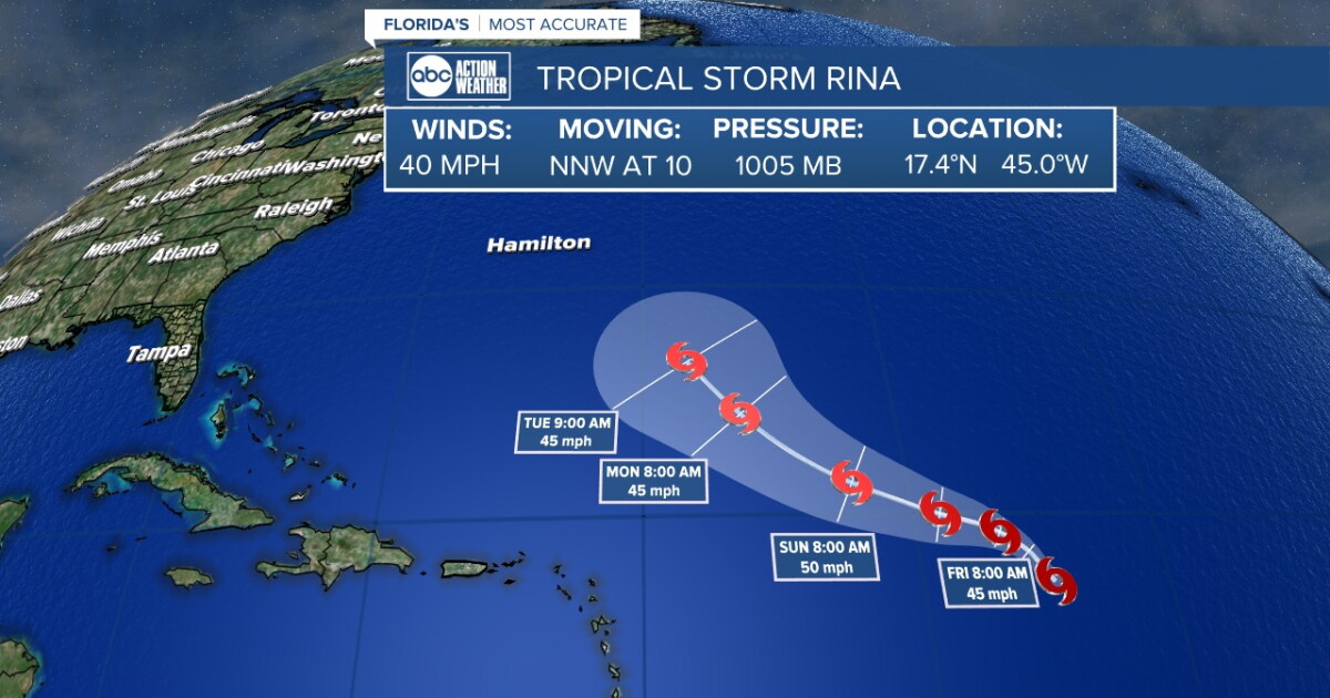 Tropical Storm Rina forms in the Atlantic, not expected to impact land - Vimarsana News