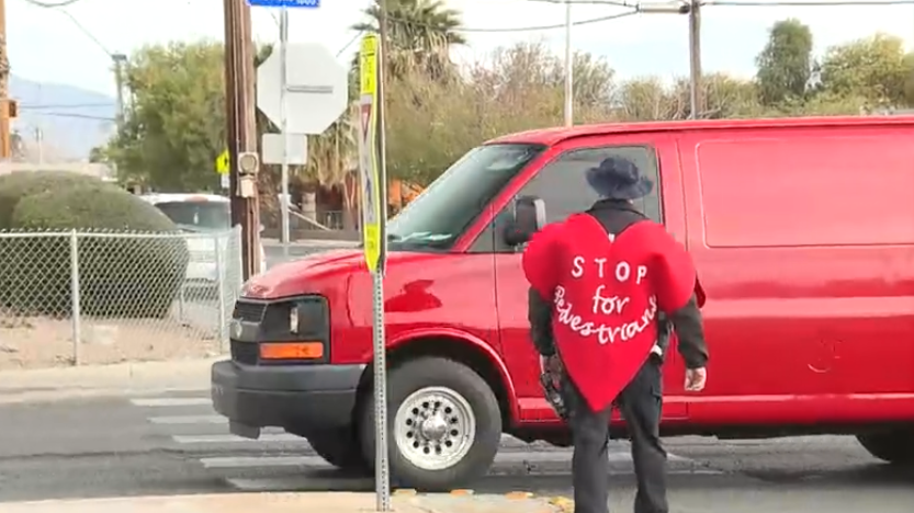 valentine in the crosswalk