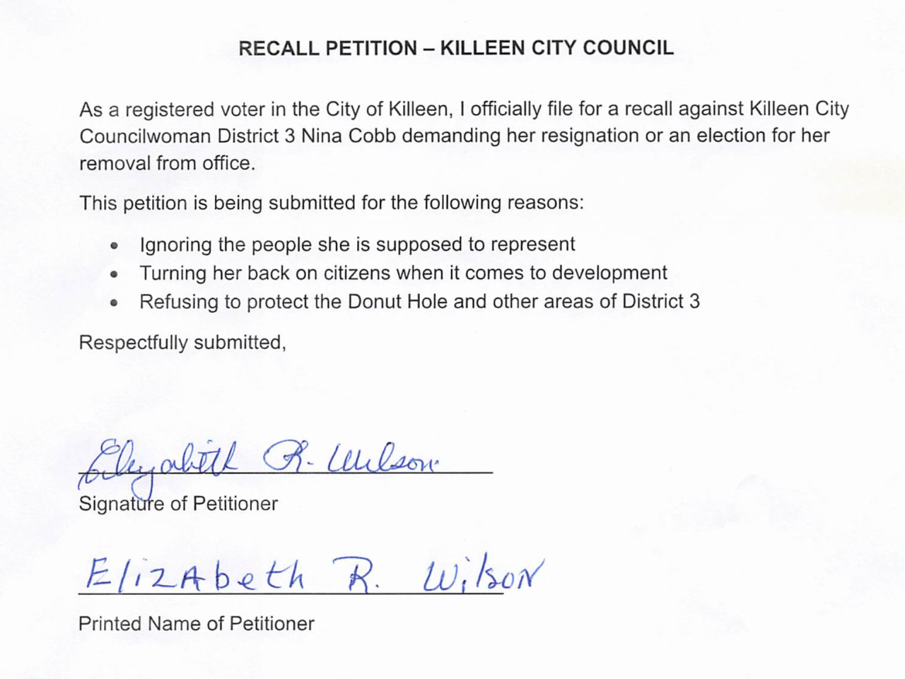 Cobb Recall Petition