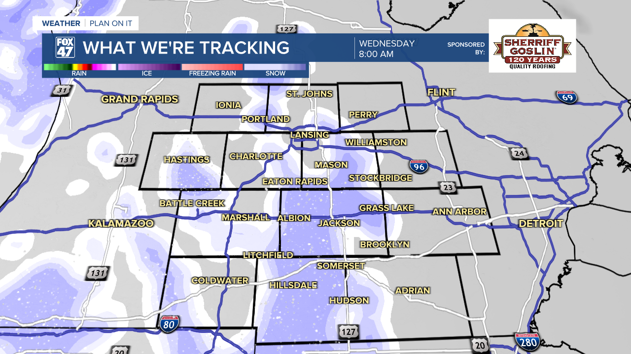 A round of snow ahead of warming temperatures could impacts the morning commute Wednesday