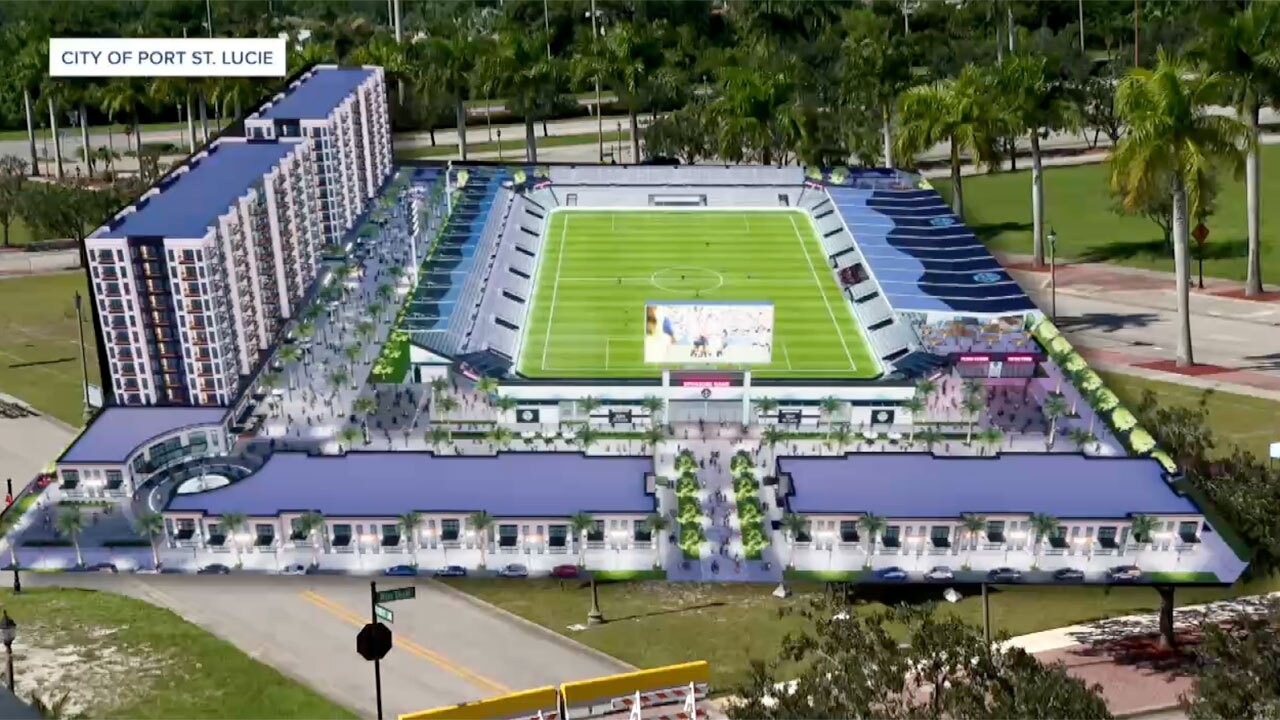 An artist rendering of the 6,000-seat soccer stadium proposed in Port St. Lucie.