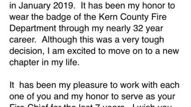 KCFD Chief Retirement Email