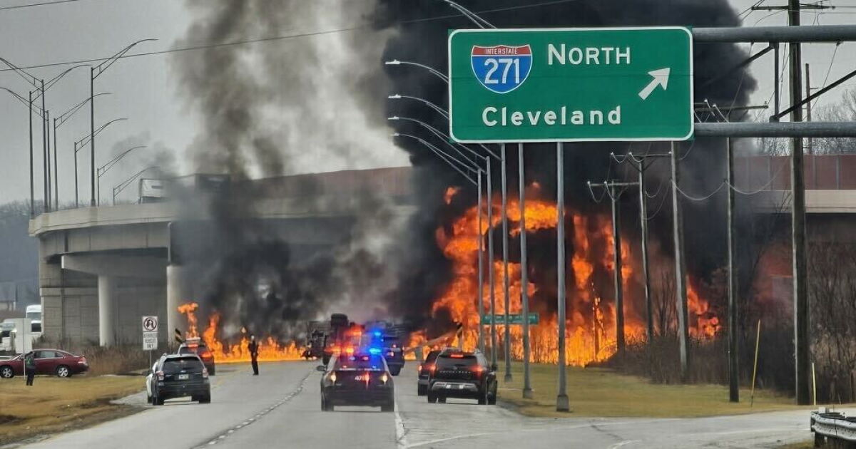 Tanker truck goes over bridge, bursts into flames on State Route 8; driver dead