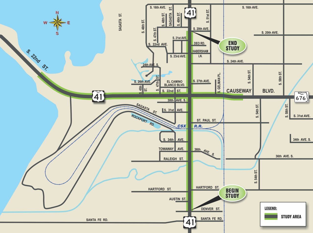U.S. 41 Causeway Boulevard Grade Separation Railroad Study Area for FDOT