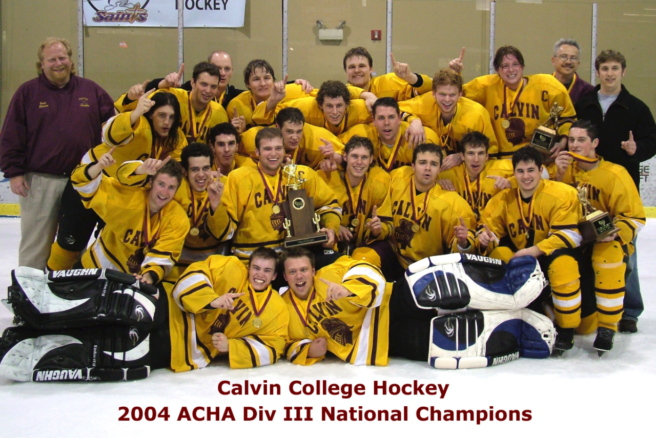 Calvin University D-3 hockey champs 2003-2004