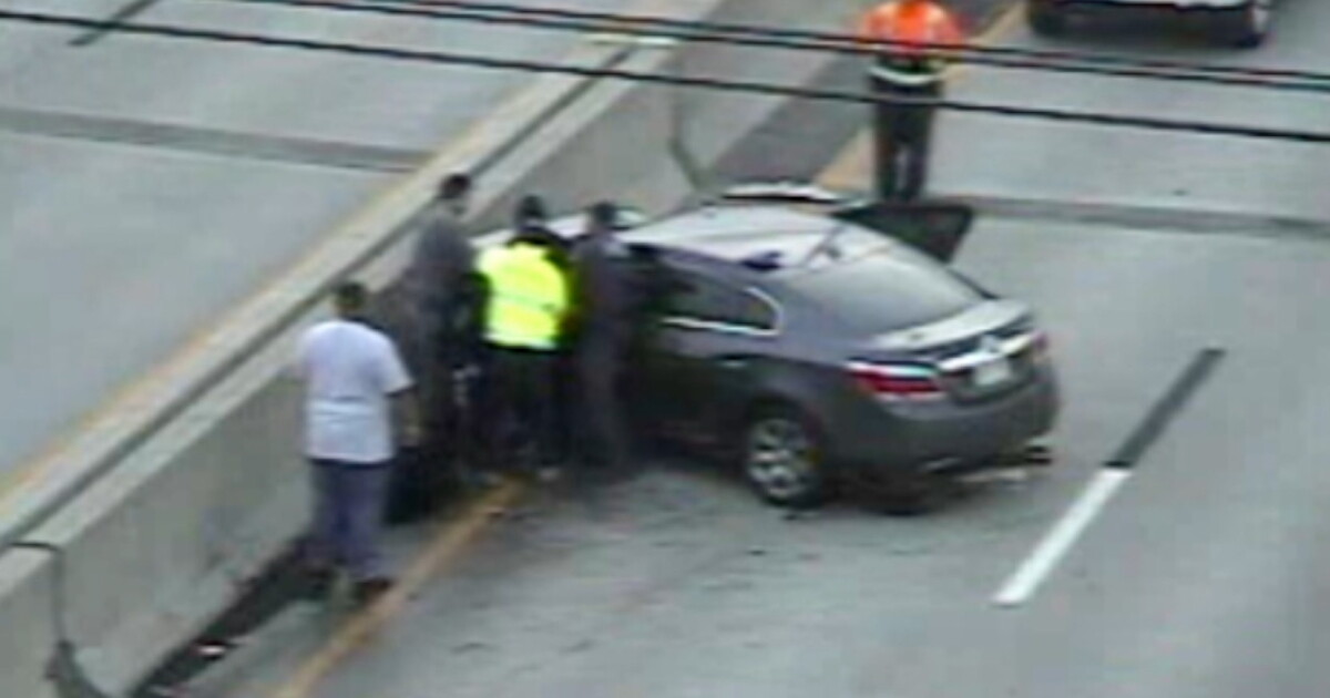 Person taken into custody after crashing into median on the 190