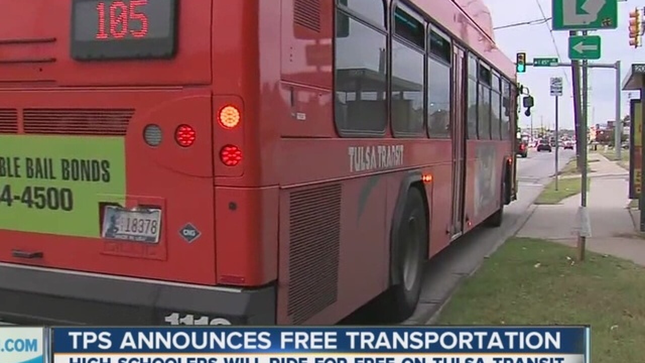 Tulsa Public Schools high school students to get free city bus rides on