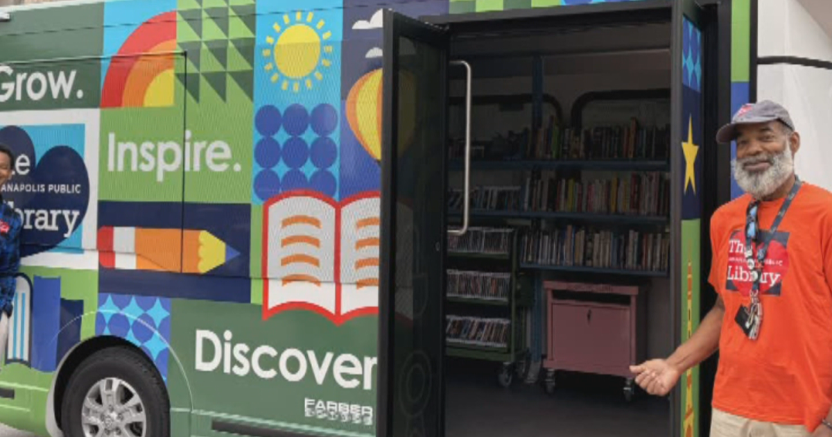Indianapolis Public Library bookmobiles 'Frog' and 'Toad' hit the road