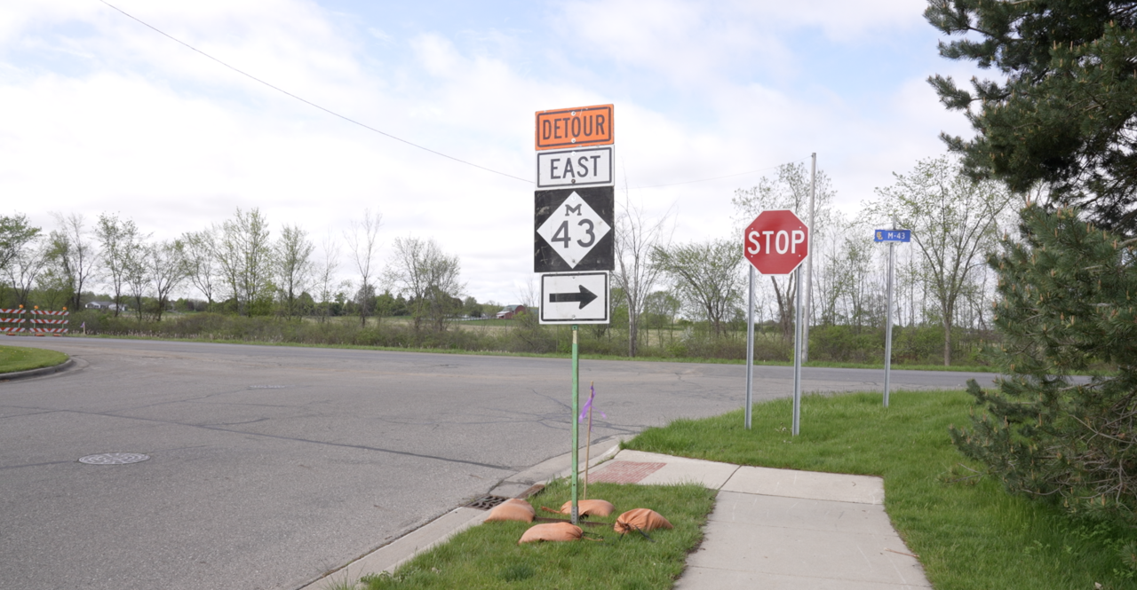 Grand Ledge roundabout construction