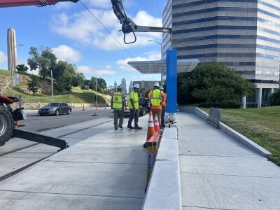 Streetcar crews install new shelters
