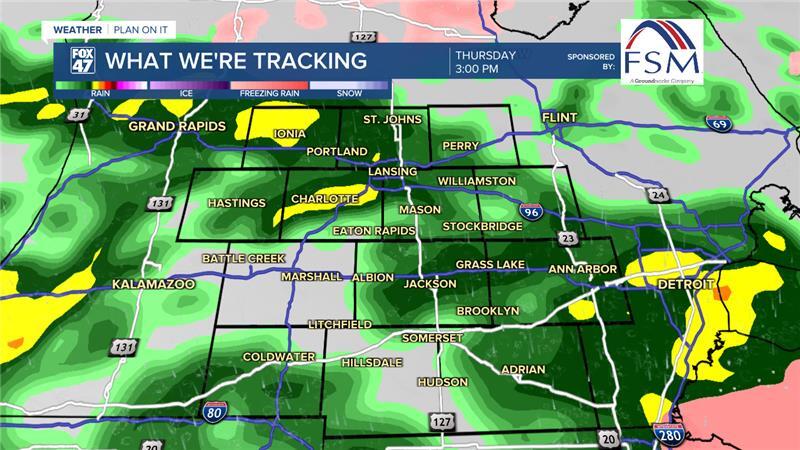 Steadier rainfall rates arrive on Thursday with warming temperatures into the 50's