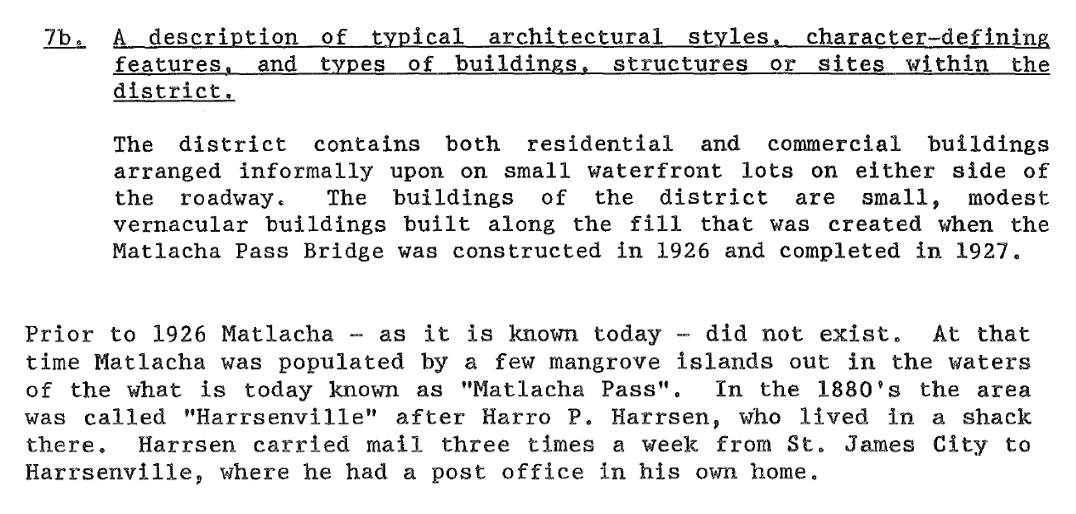 An excerpt from the historic designation report sent to Fox 4 by a Lee County spokesperson