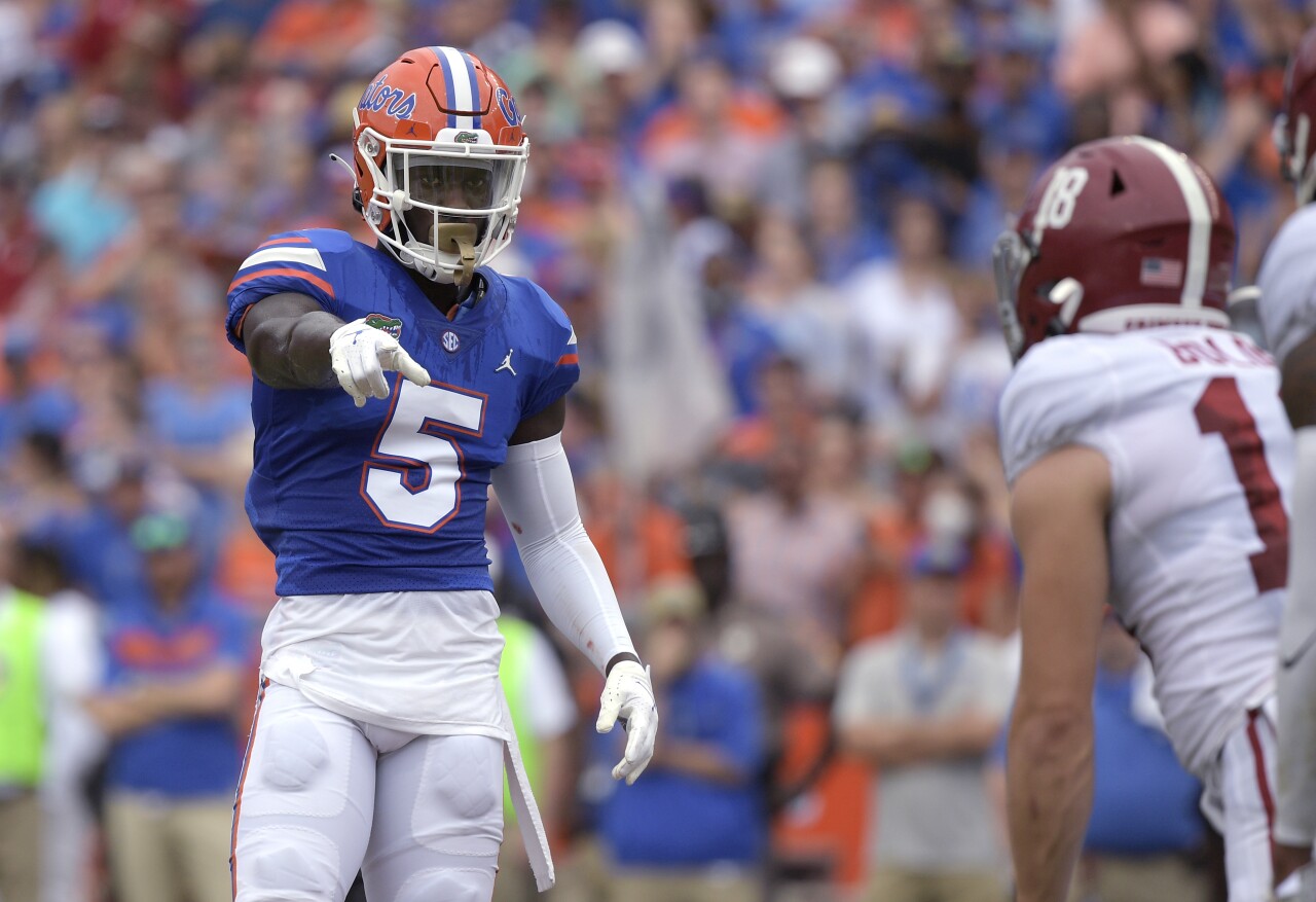 Florida Gators cornerback Kaiir Elam vs. Alabama Crimson Tide in 2021