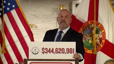 At a news conference held on Dec. 4, 2025, Florida CFO Blaise Ingoglia said Palm Beach County government is overspending by $344 million.
