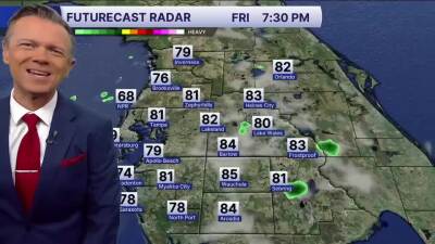 Forecast: Partly sunny, highs in the mid-80s. Quick shower possible. 