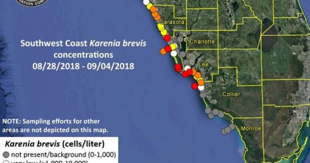 Fwc Releases Red Tide Map Through September 4th Red Tide Florida September 2022 Map