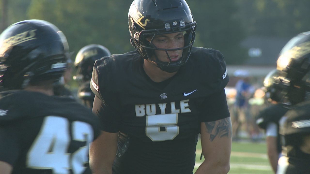 Seneca Driver warming up pregame with Boyle County