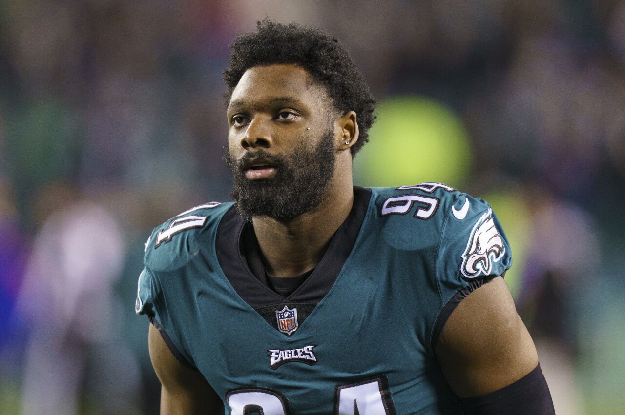 Philadelpha Eagles defensive end Josh Sweat before NFC divisional game against New York Giants, Jan. 8, 2023