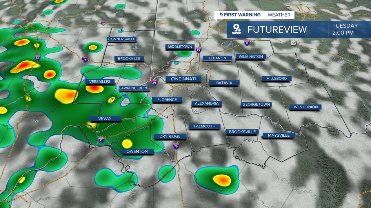 Storms start to the southwest