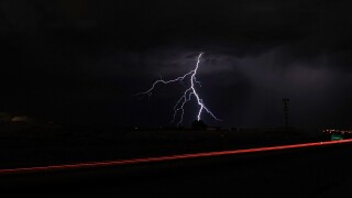 Lightning against a dark sky