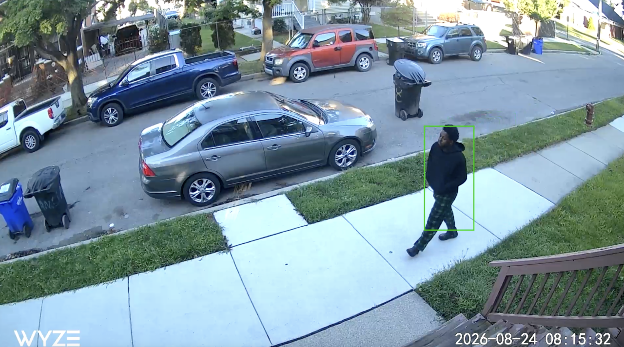 The suspect caught on video walking near the victim's home