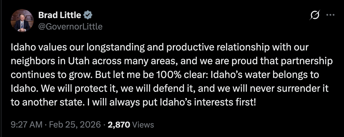 Idaho Governor tweet