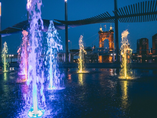 Cincygram: Smale Riverfront Park after dark -- a kaleidoscope of color