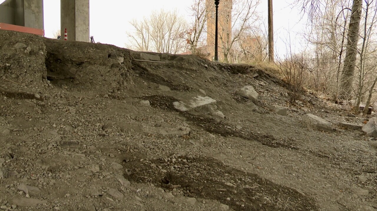 Clark Fork River erosion point under Higgins Bridge