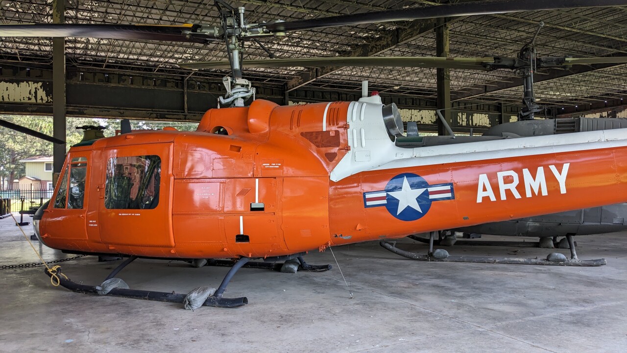 Orange U.S. Army Huey Helicopter