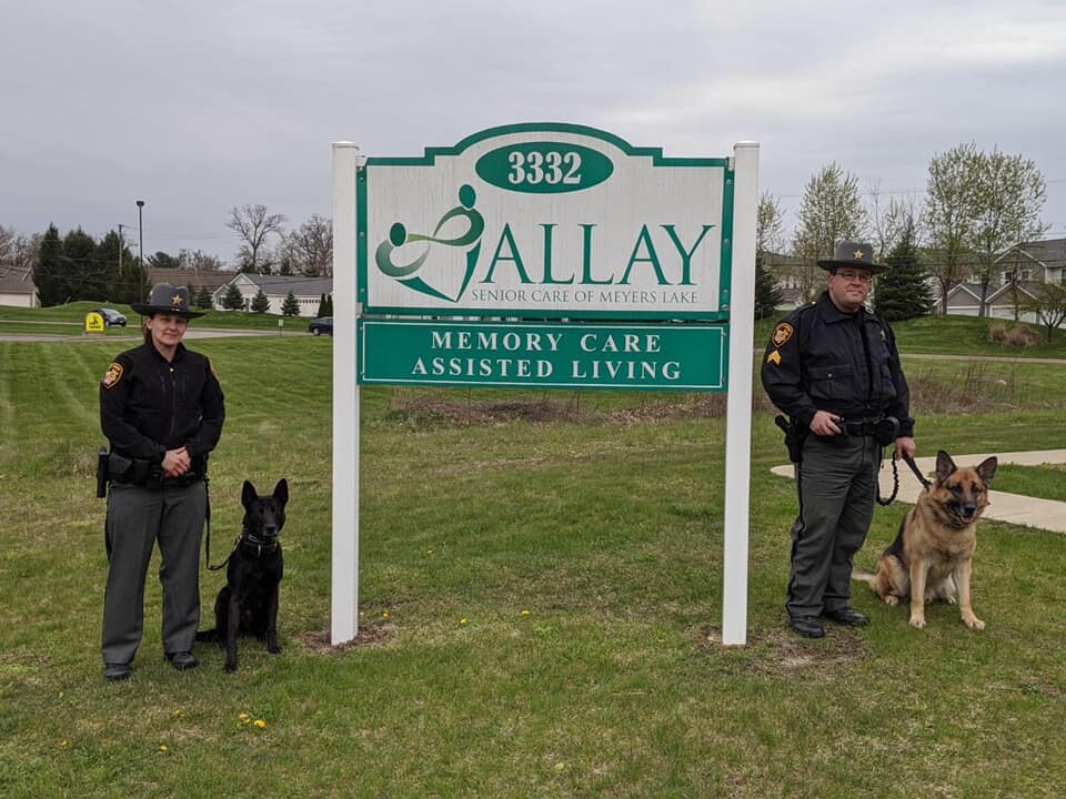 Stark County Sheriff's Office bring their K-9s to visit the Allay Senior Care Center.