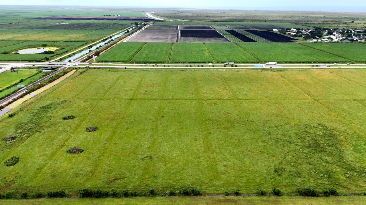 Aerial view of the two plots of land north and south of U.S. 27 in East Clewiston where the new neighborhoods will go.
