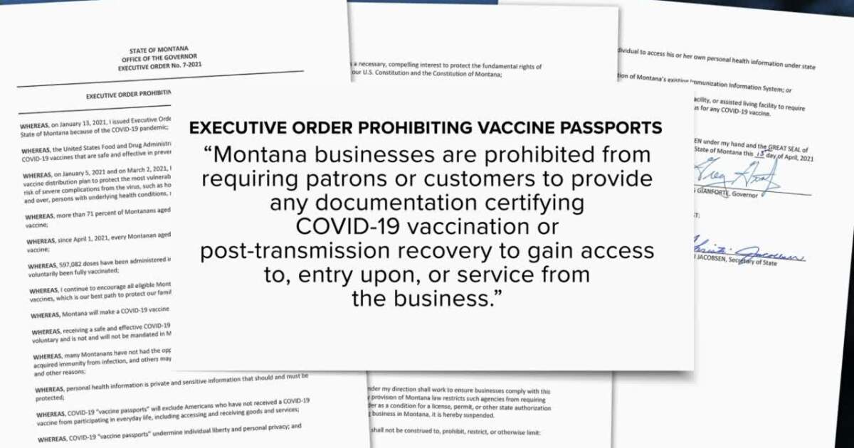 Governor bans ‘vaccine passports’ in Montana