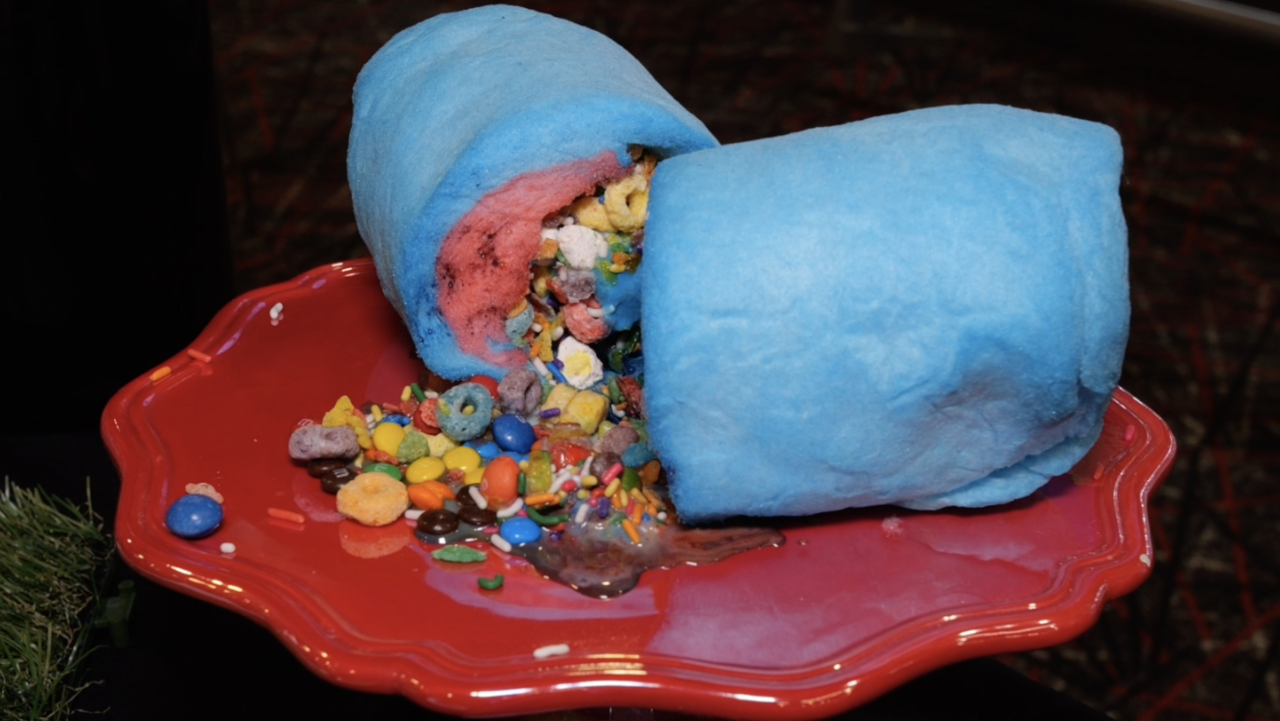 “The Cotton Candy Burrito is amazing. It's something I actually saw in Las Vegas, and I said, ‘I have to do that.’ It really gets a lot of attention. It's fun. It's cotton candy ice cream, superhero ice cream, all kinds of candies and cereals and marshmallows stuffed in the middle of it, and then it's rolled up in cotton candy, like a burrito, and then sliced. I think people are really going to enjoy that,” said Sean Kavanaugh, Executive Chef for Craft Culinary Concepts.