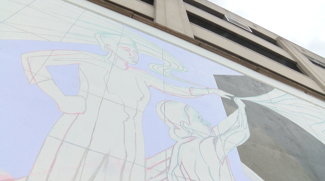 Newport Mural in progress