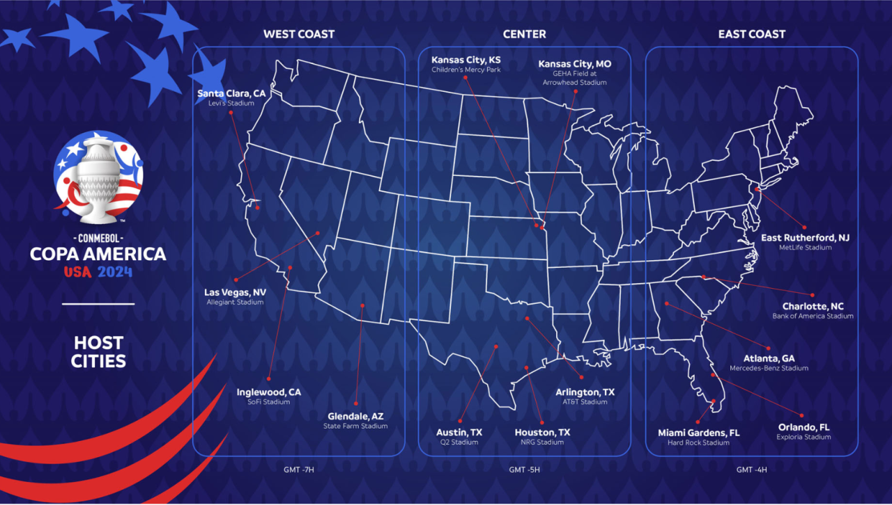 Copa America 2024 venue map