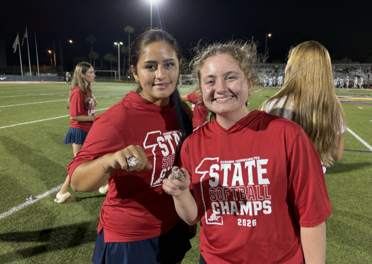 Riley and Aubrey with the Championship Rings
