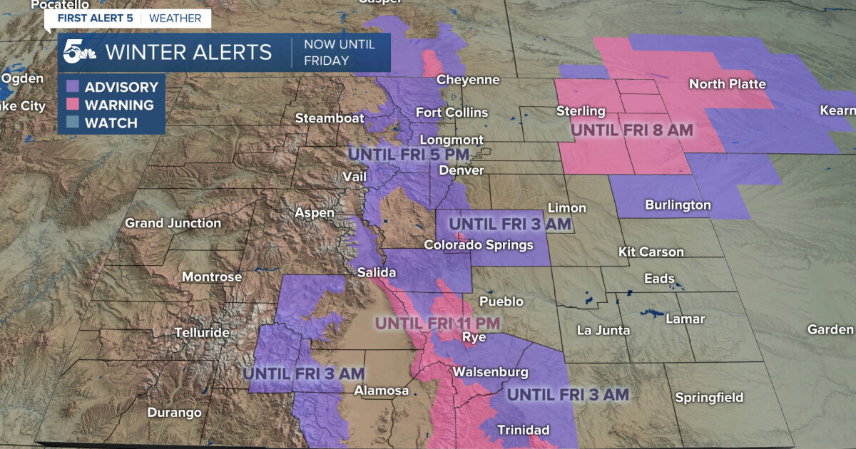 Scattered snow showers on Friday, otherwise cloudy and cold