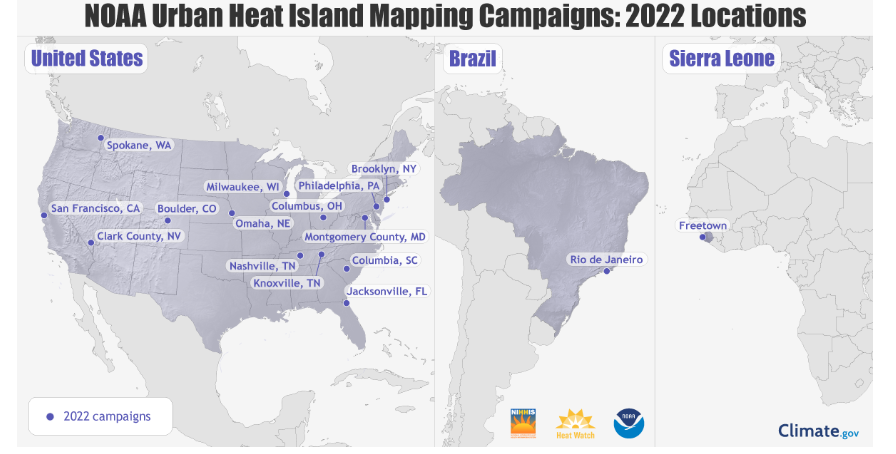 NOAA heat mapping locations