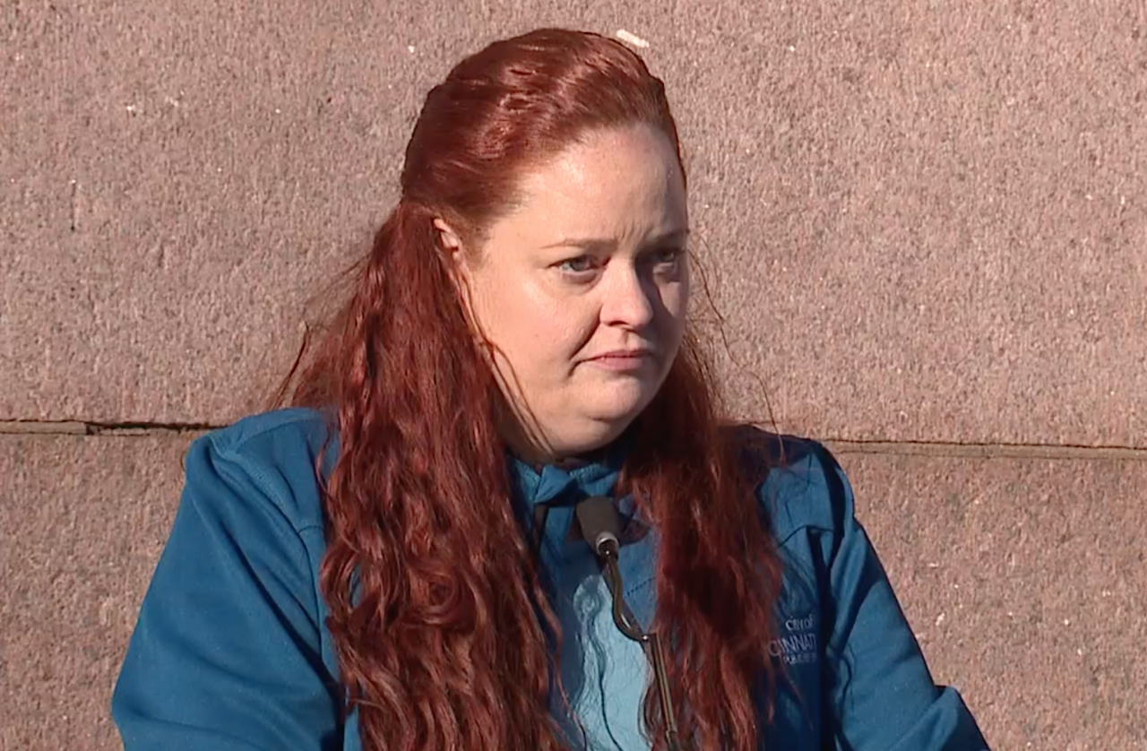 Cincinnati City Councilwoman Betsy Sundermann at Nov. 16 press conference at City Hall.